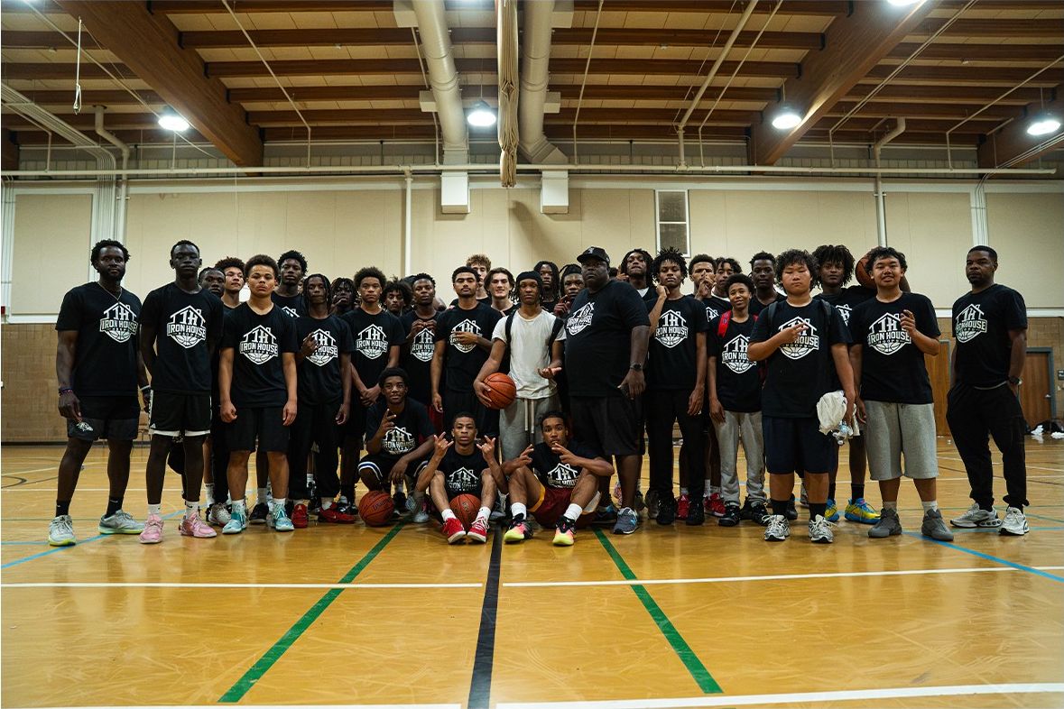Players and coaches at the Ironhouse Hoops Skills Camp